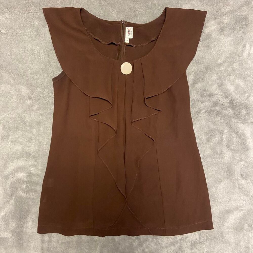 Brown Ruffle Blouse